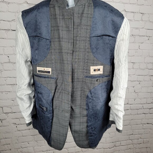 Joseph Abboud Guabello Grey 100% Wool Check Blazer Sport Coat USA Made Size 46S - Picture 6 of 16